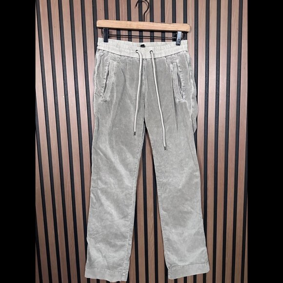James Perse Pants 0 / XS Women Gray Corduroy Stretch Waist Drawstring Sweatpants